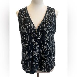 Nicole Miller Abstract Black and White Tank Top
